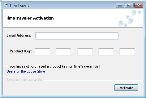 TimeTraveler Activation form