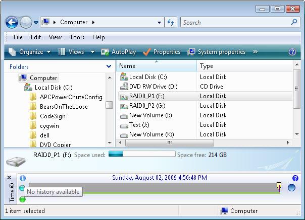 TimeTraveler with Windows Explorer address not set to a local and fixed disk