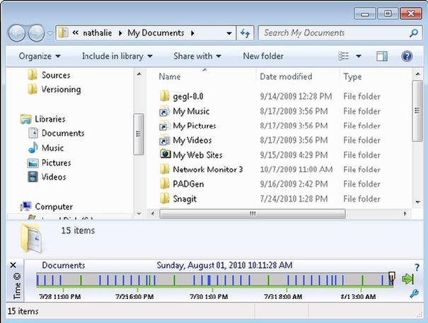 Figure 1: TimeTraveler loaded in Windows Explorer after installation
