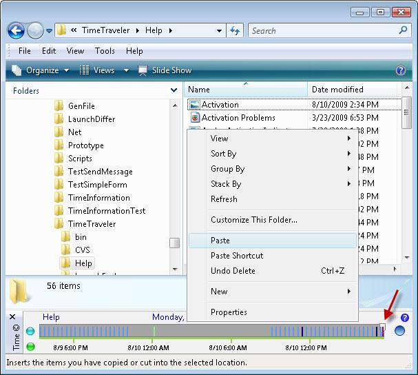 Move the time cursor back to the current time, right-click anywhere in the list view and select 'Paste'