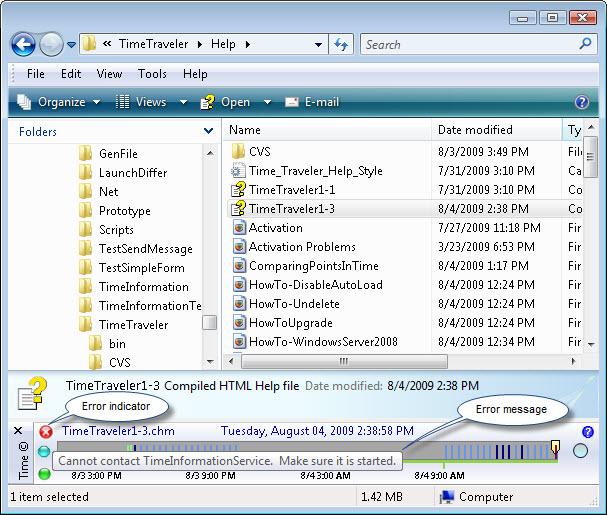 TimeTraveler reporting an error