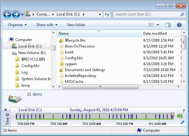 TimeTraveler with Windows Explorer address not set to a local and fixed disk